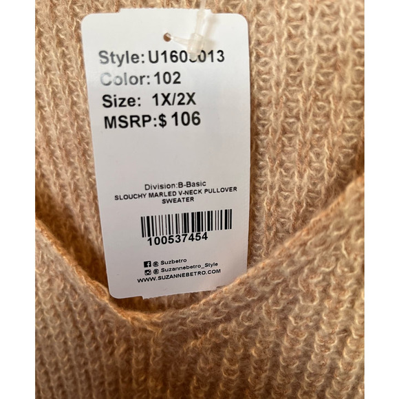 Simple Suzanne Betro Slouchy Mabled V-Neck Pullover Sweater Plus Size 1X/2X NWT - Picture 5 of 7